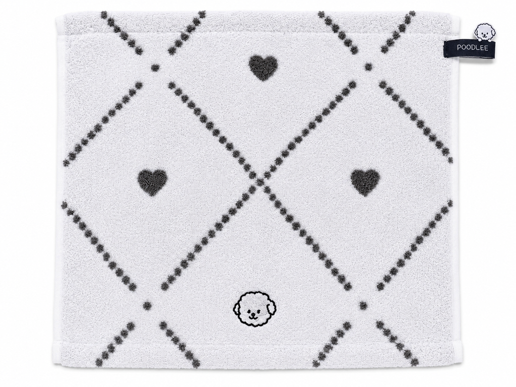 White heart face towel
