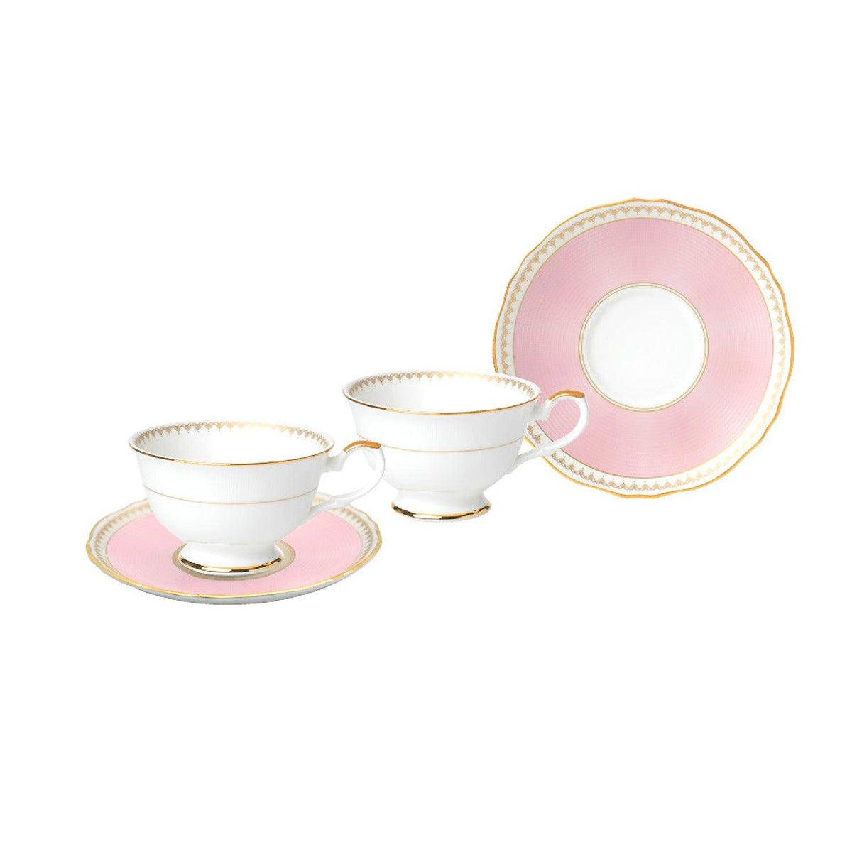 Royal Pastel Pink four-piece cup and saucer set for two