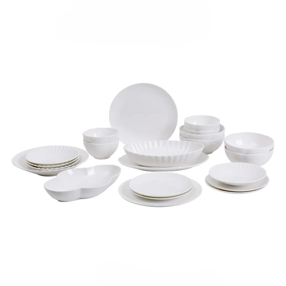 Edel Collection 22-Piece Fine Bone China Dinnerware Set | Made in Korea