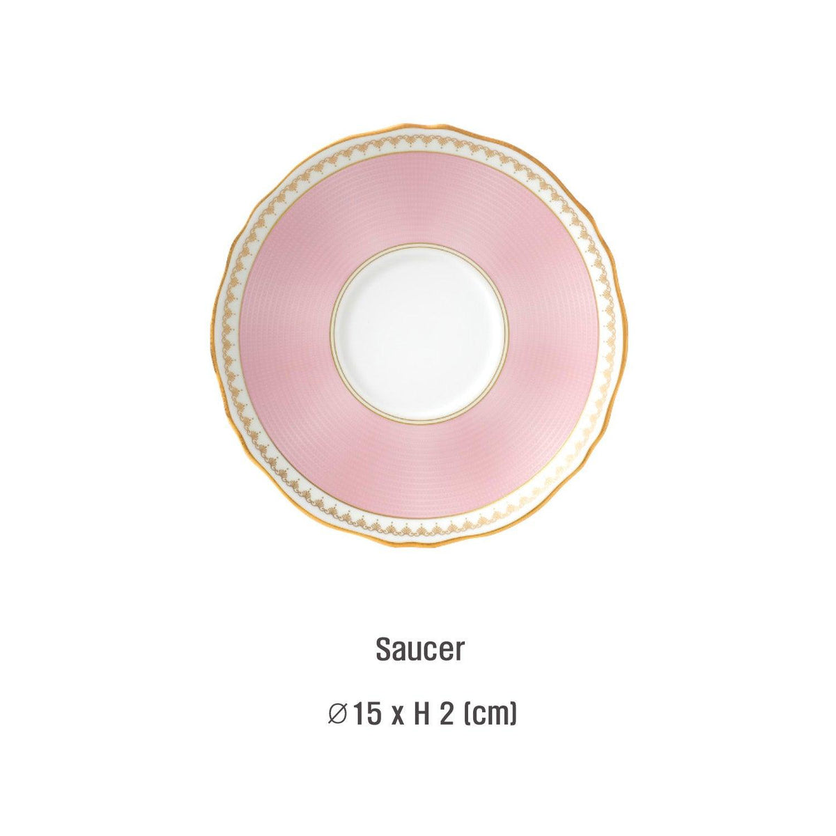 Royal Pastel Pink saucer with gold detailing