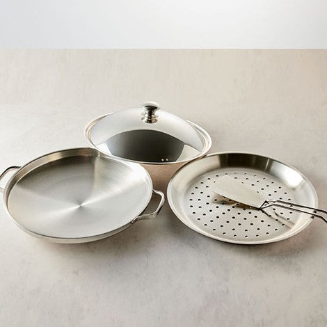 Stainless Steel Steamer Griddle Pan | 30cm Korean Multi-Purpose Pan