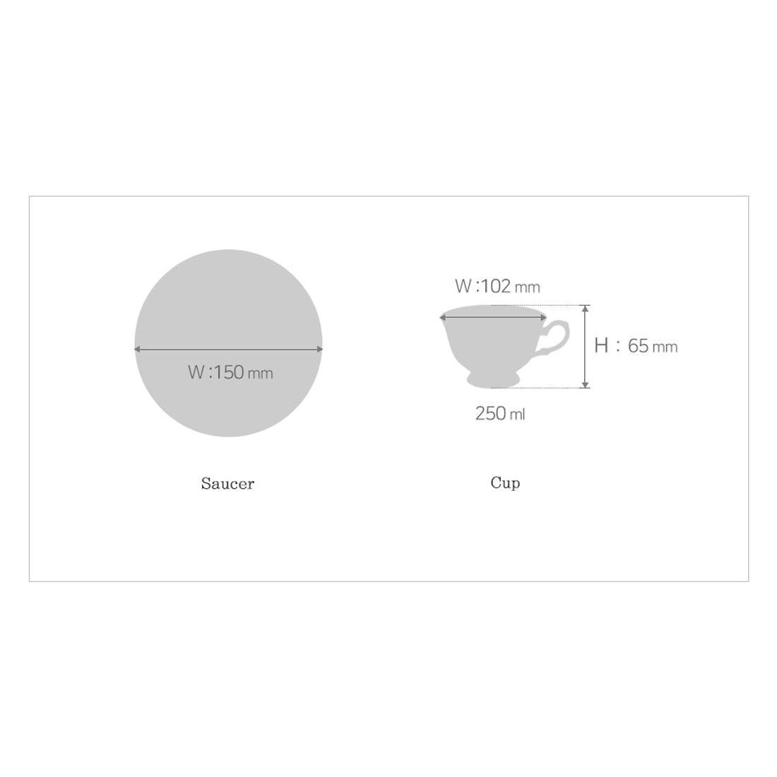 Royal Pastel Pink cup and saucer dimensions