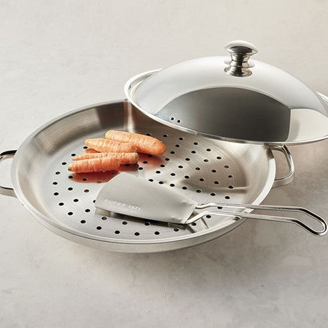 Stainless Steel Steamer Griddle Pan | 30cm Korean Multi-Purpose Pan