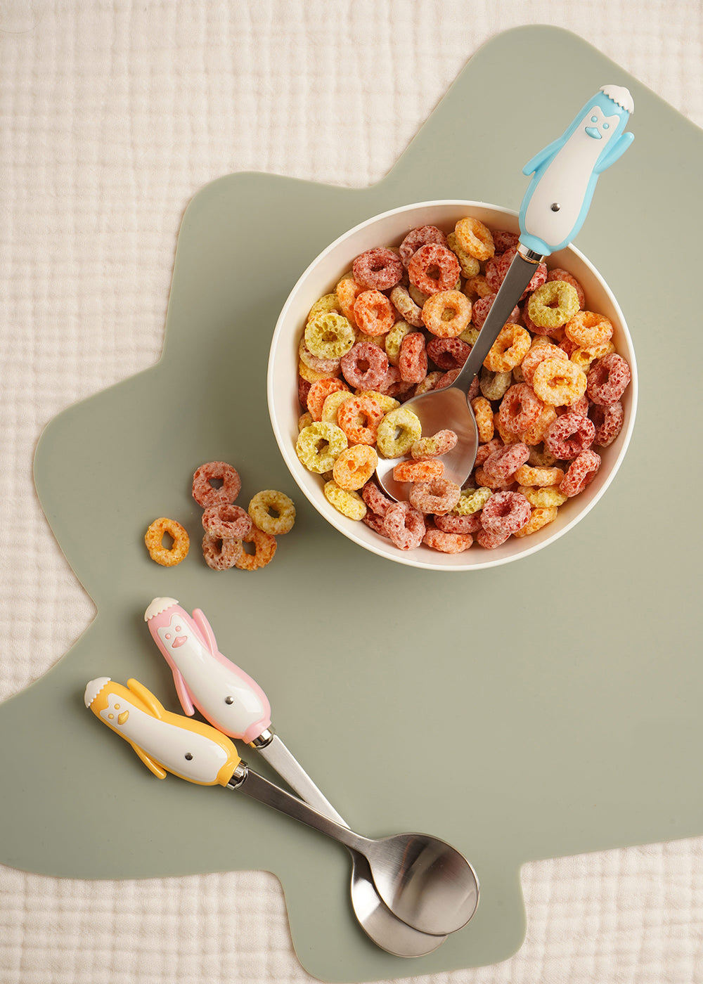 Bogen Penguin Satin Toddler Spoon and Fork Set | 2 Pieces — image 1