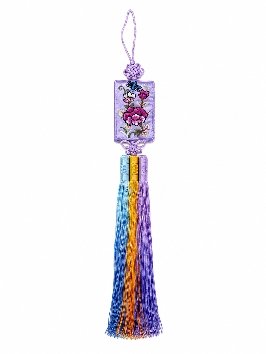Embroidered Floral Butterfly Norigae | Korean Traditional Tassel Ornament