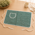 Green Daisy Cotton Gauze Half Apron | Korean Muslin Waist Apron with Pocket