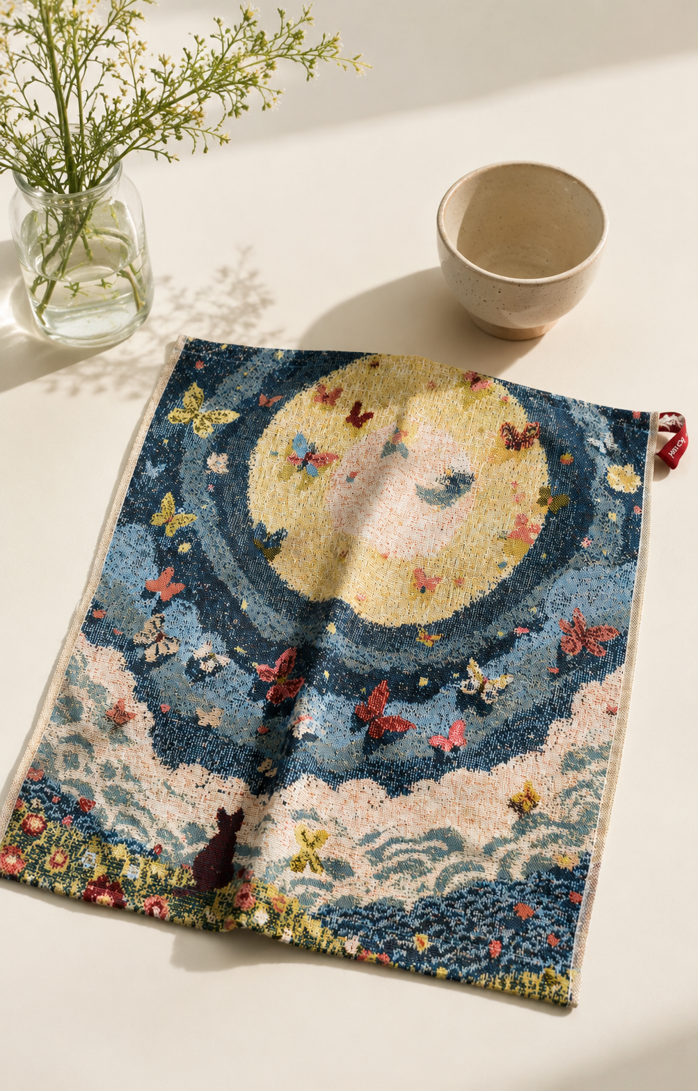 Forest Garden Jacquard Cotton Hand Towel Set | Assorted Pattern 4-Pack with Hanging Loop