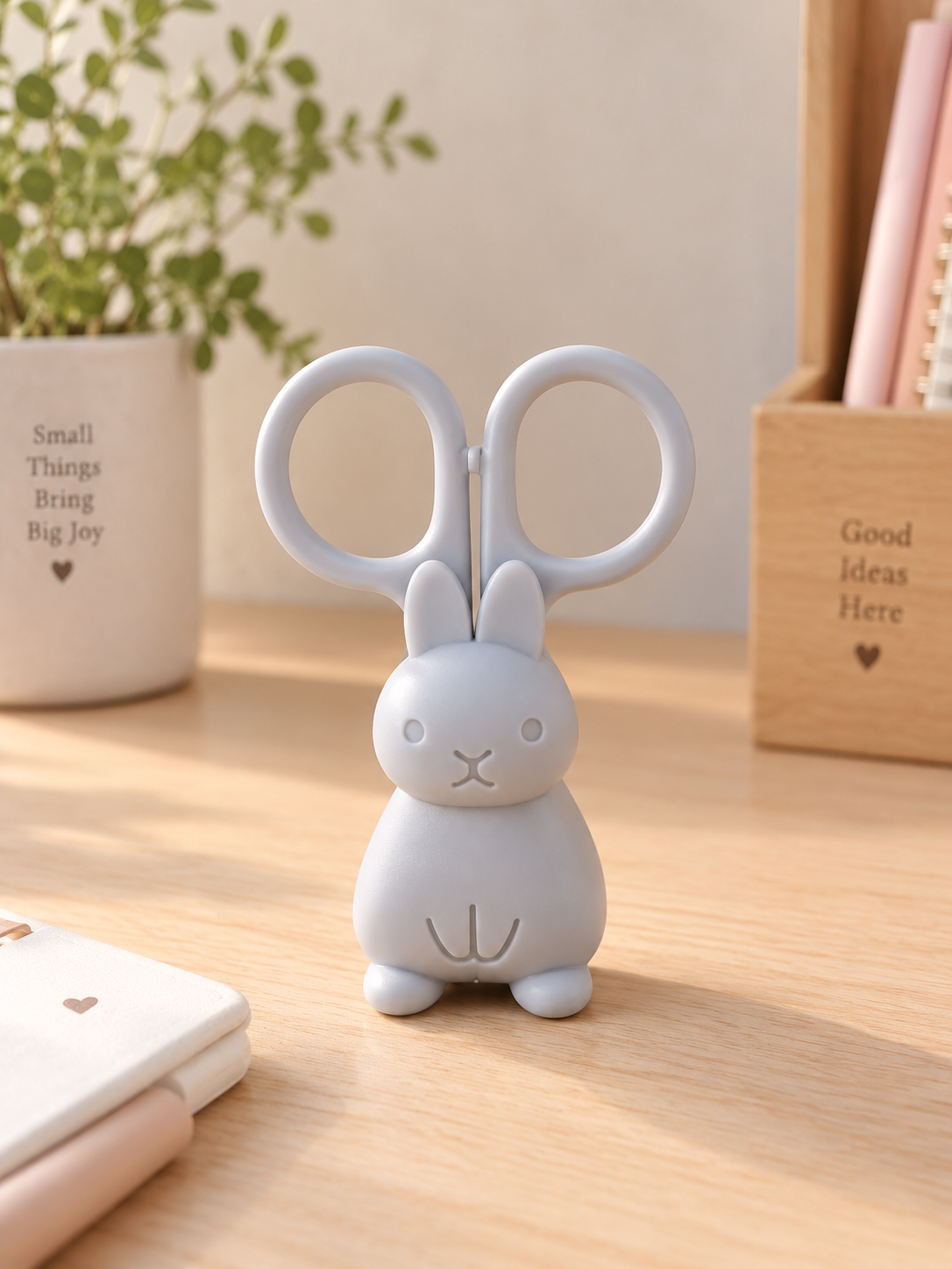 Bunny Shape Safety Scissors with Cover | Compact Grey, 5 in