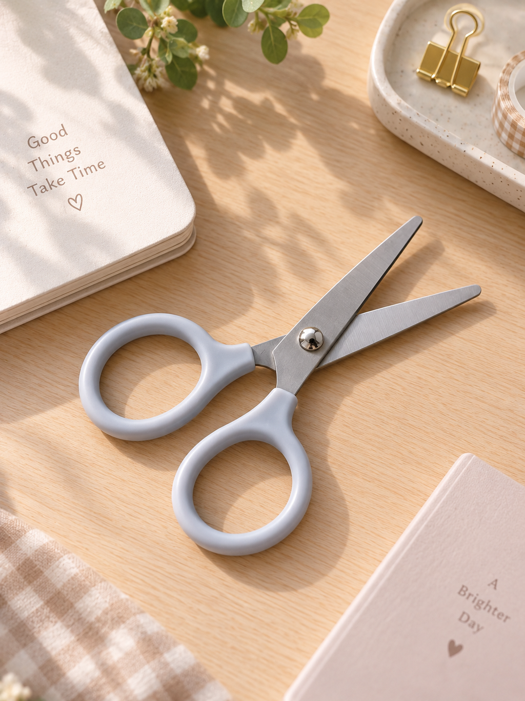Bunny Shape Safety Scissors with Cover | Compact Grey, 5 in