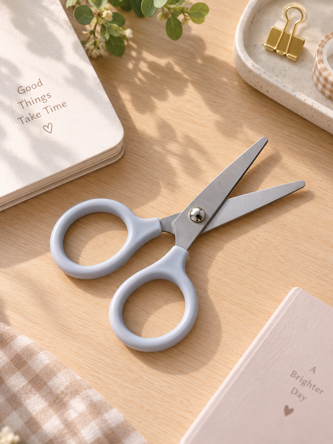 Bunny Shape Safety Scissors with Cover | Compact Grey, 5 in