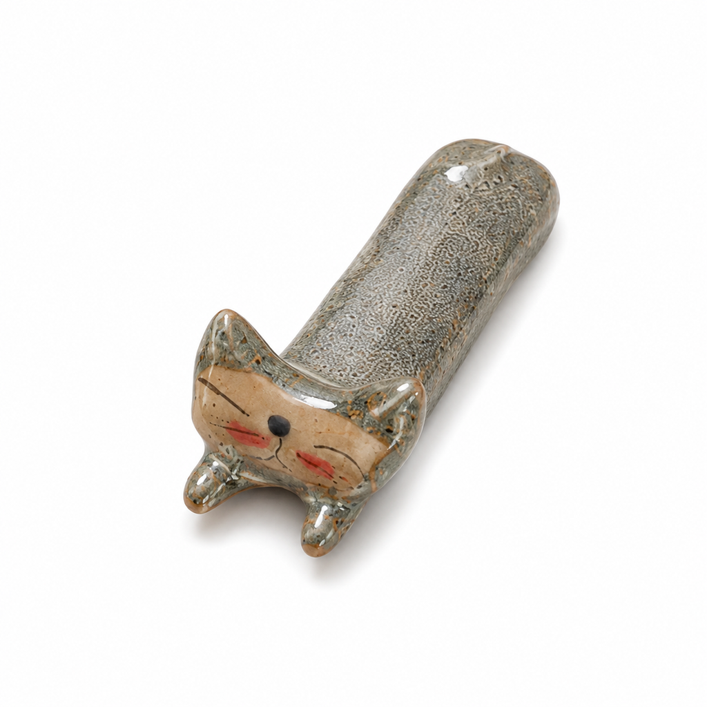 Handmade Ceramic Cat Spoon & Chopstick Rest | Random Color | 1 Piece