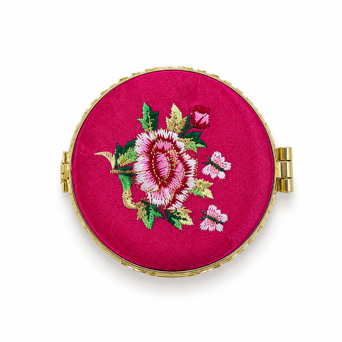 Flower Embroidered Hand Mirror