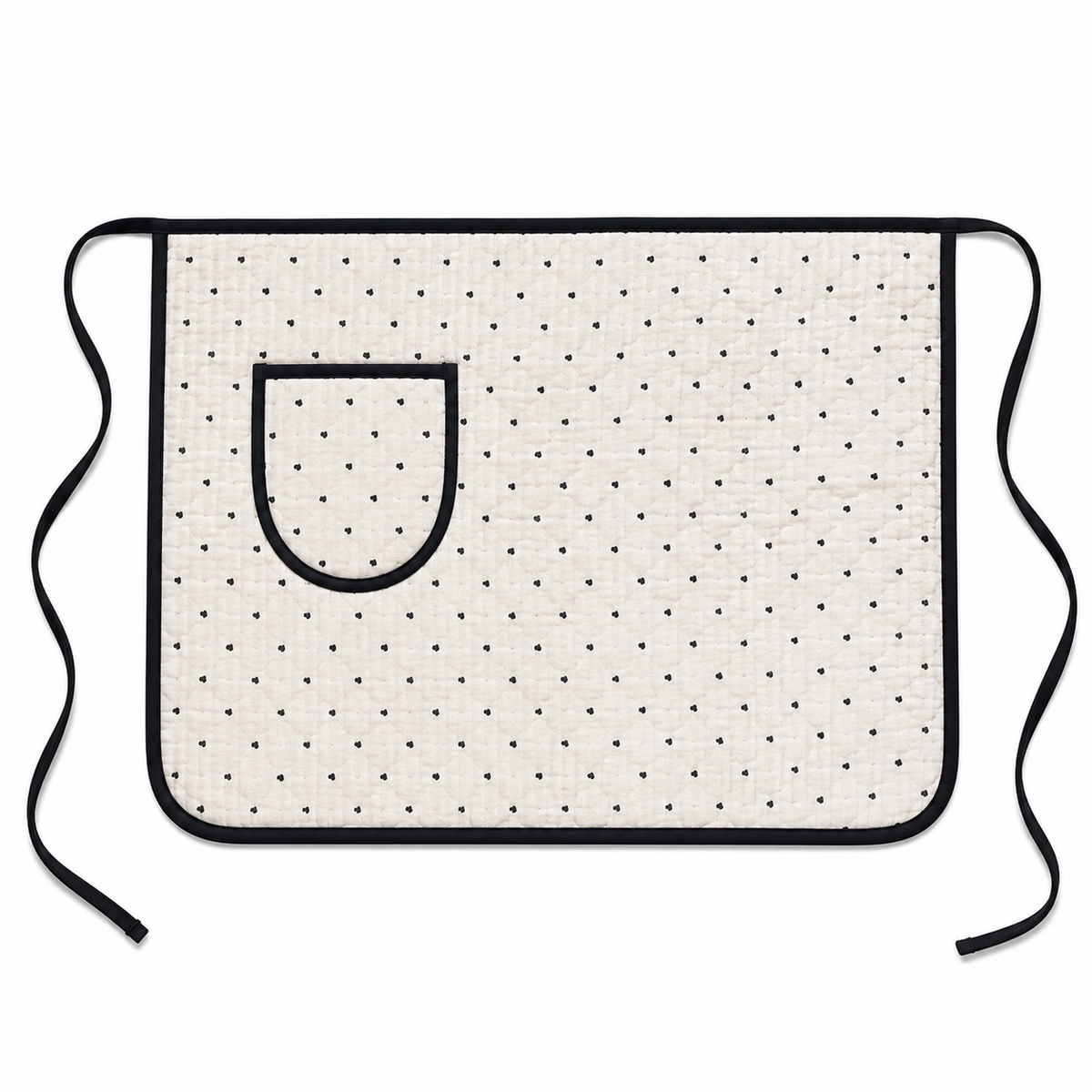 Black Heart Cotton Gauze Half Apron | Korean Muslin Waist Apron with Pocket