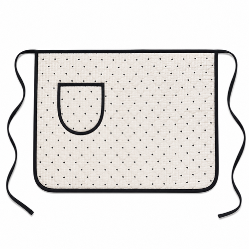 Black Heart Cotton Gauze Half Apron | Korean Muslin Waist Apron with Pocket
