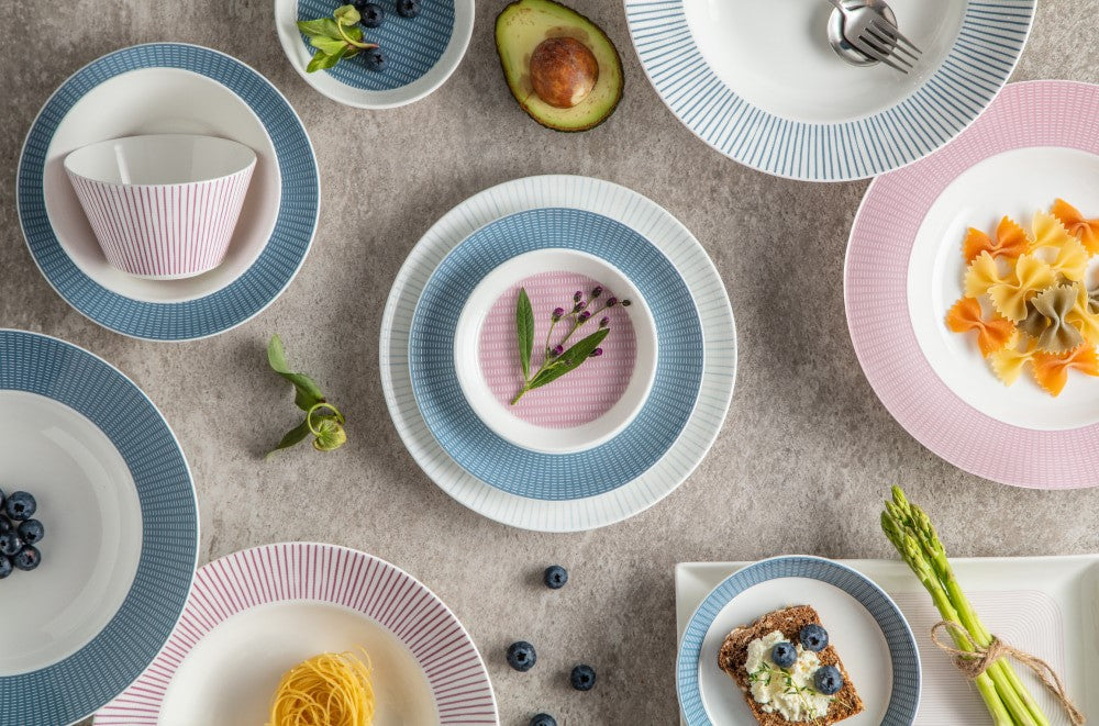 Cozy Pink 21-piece dinnerware set contents