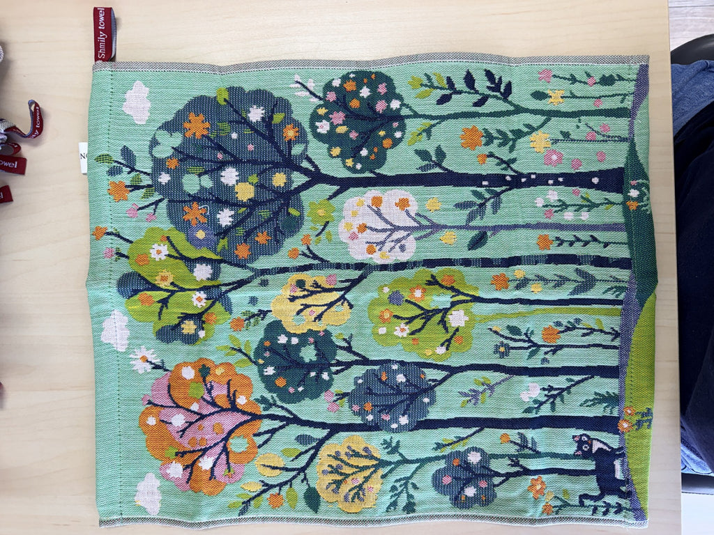 Forest Garden hand towel pattern - mint tree of life