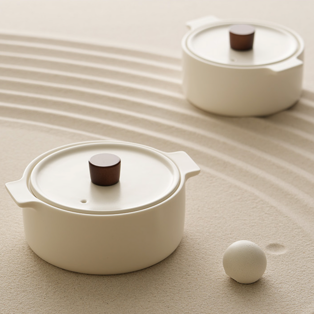 LIHAN Luna Stone earthenware pot with lid