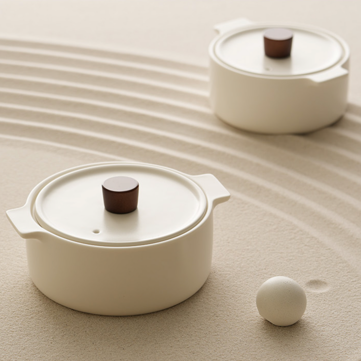 LIHAN Luna Stone earthenware pot with lid