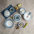 Cozy Blue 21-piece Fine Bone China dinnerware set